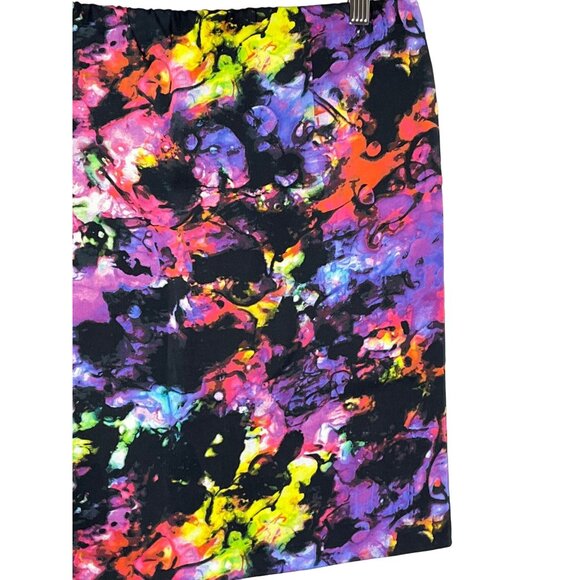 Vince Camuto Abstract Satin Mini Skirt Size 10 | Bold Print Fall Workwear - Picture 10 of 11